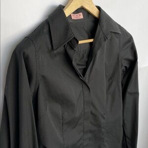 PINK Thomas Pink 100% Cotton Black Button Down Shirt Size 8